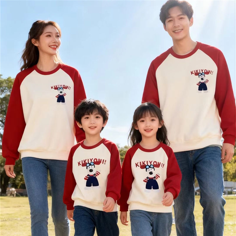 高端亲子装一家三口四口卫衣炸街母女母子洋气婴儿爬服男女童加绒