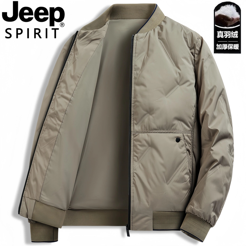 Jeep吉普正品冬季保暖羽绒服男款商务休闲保暖棒球领夹克外套爆款