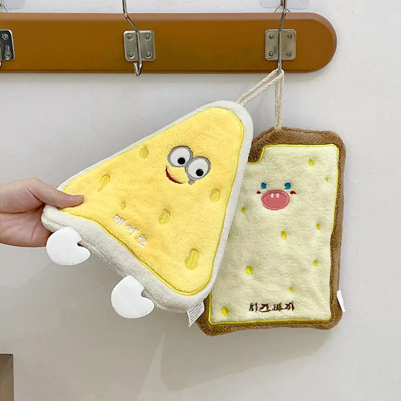 可爱擦手巾挂式吸水加厚卫生间卡通擦手帕毛巾洗手小方巾厨房抹布
