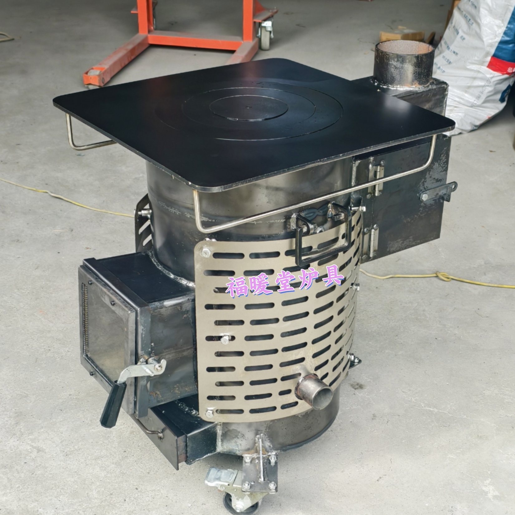 新款中号钢炮气化炉无烟气化炉农村取暖炉柴煤两用款加厚满配款