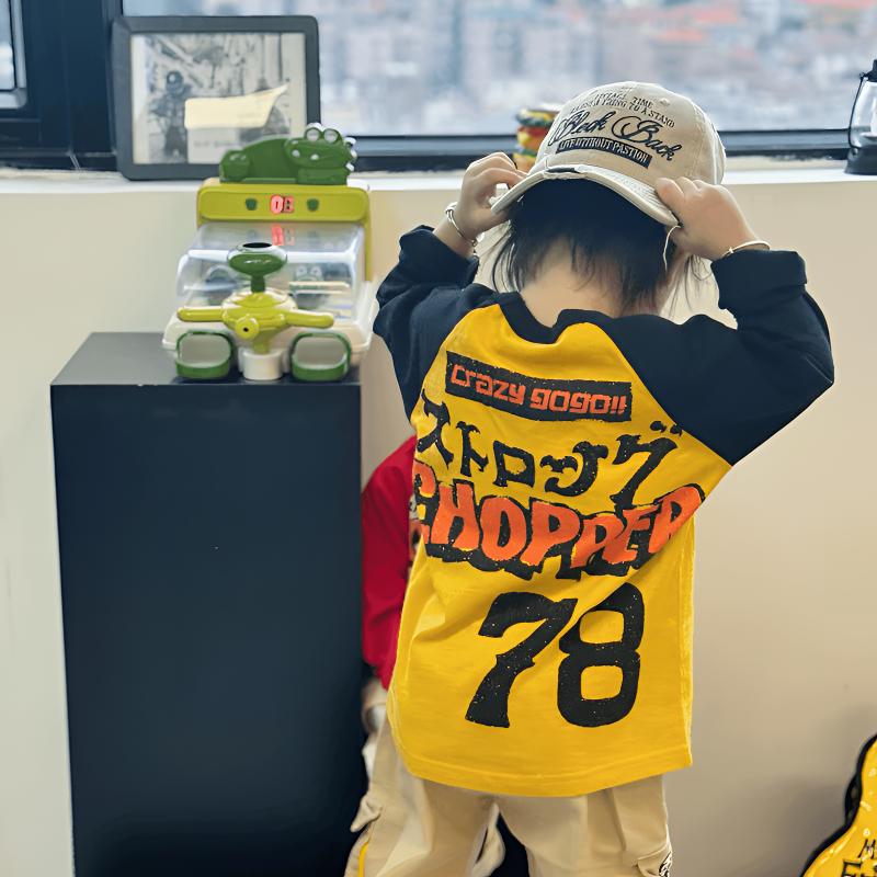 儿童长袖纯棉打底衫春秋新款卡通日系潮童童装男女宝宝薄款插肩袖