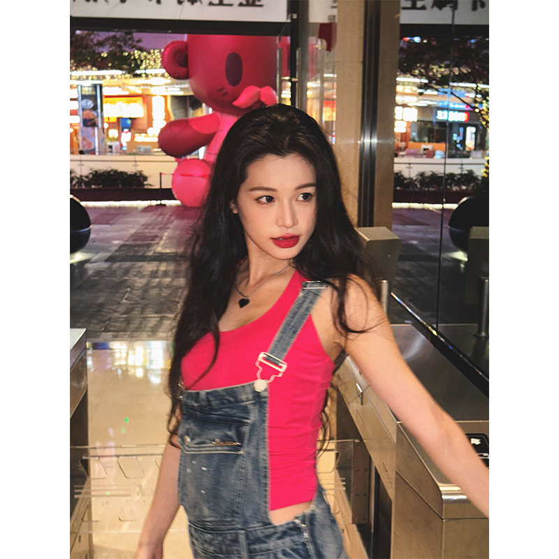 六指导 时髦秘籍 甜辣后背扭结无袖背心女夏弹力修身收腰显瘦上衣