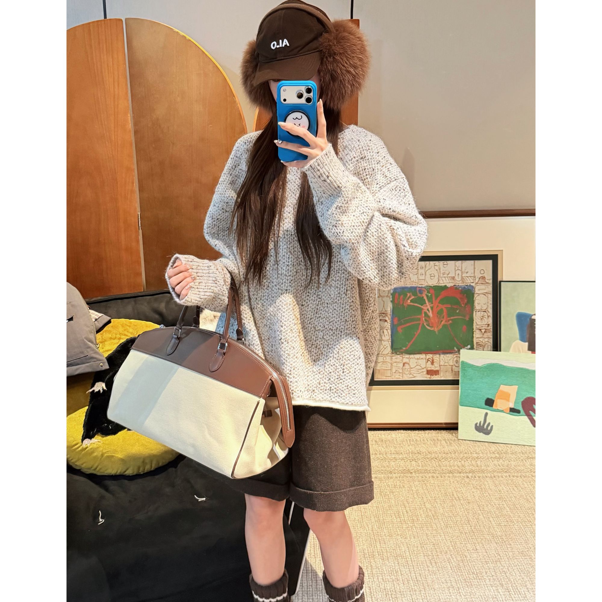 PCNY丨不理理「静隅斑光」宽松圆领长袖套头高克重羊毛针织衫