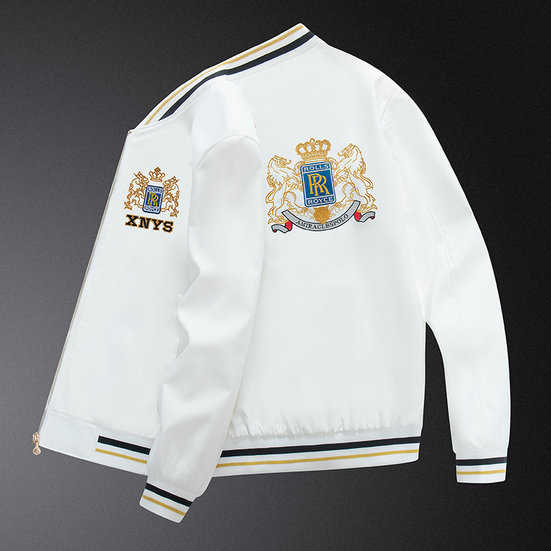 轻奢潮牌2025新款秋冬季男士棒球领提花刺绣休闲夹克修身百搭爆款