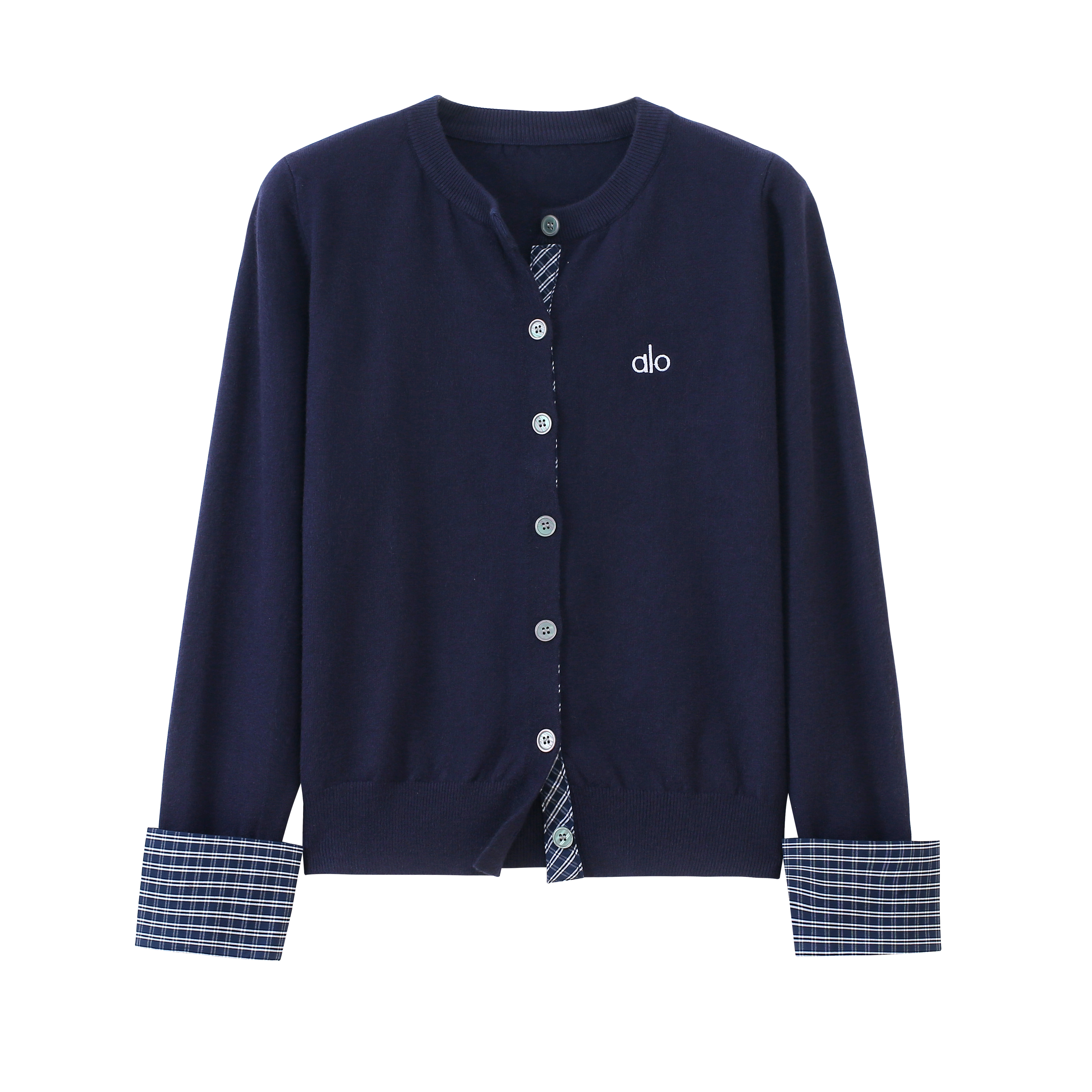 圆领针织开衫女设计感拼接毛衣外套春秋刺绣宽松休闲百搭上衣