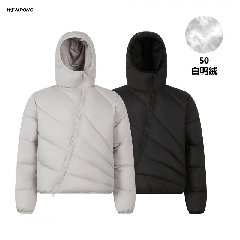 白鸭绒冲锋衣轻量化排骨羽绒服加厚保暖连帽斜拉链解构外套男女