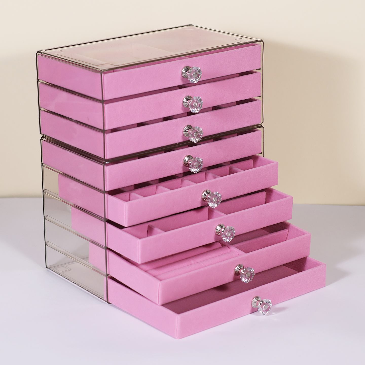 首饰盒/箱 带拉手抽屉式亚克力首饰收纳盒可收纳耳钉耳环等饰品