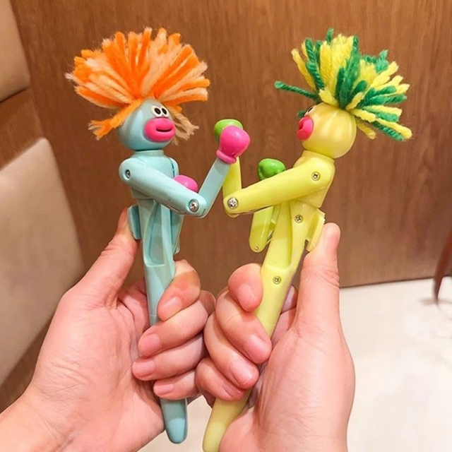 创意炸毛人拳击笔整人搞笑发泄解压新奇玩具文具笔送孩子朋友礼物
