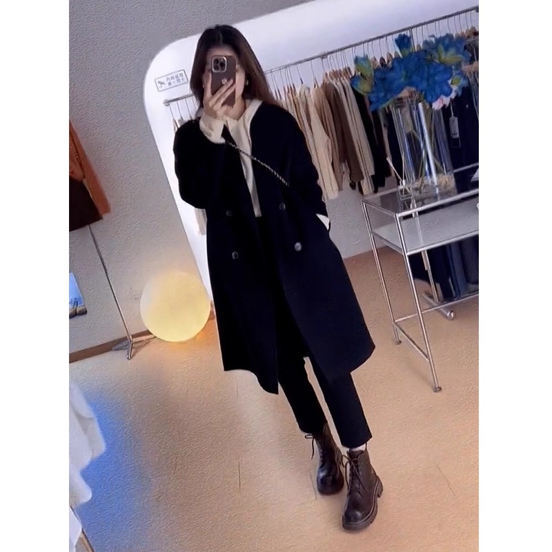 2025新款高级感胖妹妹赫本风中长款大码毛呢外套女款冬季呢子大衣