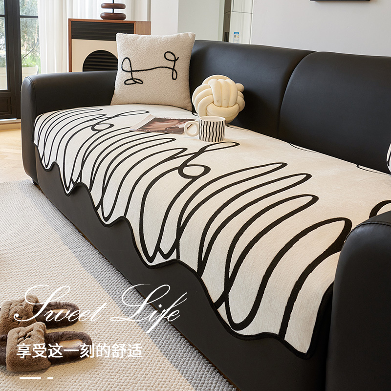 (异形无题)新款四季通用直排不规则一片式雪尼尔轻奢防滑沙发垫