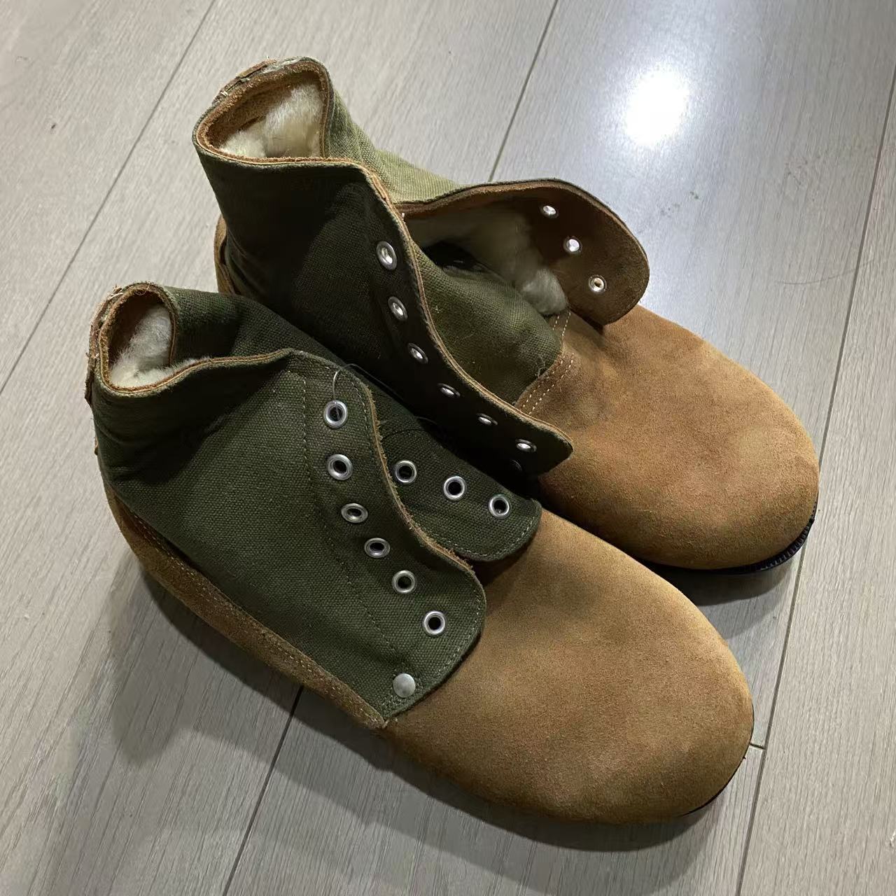 正品老货翻毛皮系带工装鞋黄色休闲保暖大头皮鞋