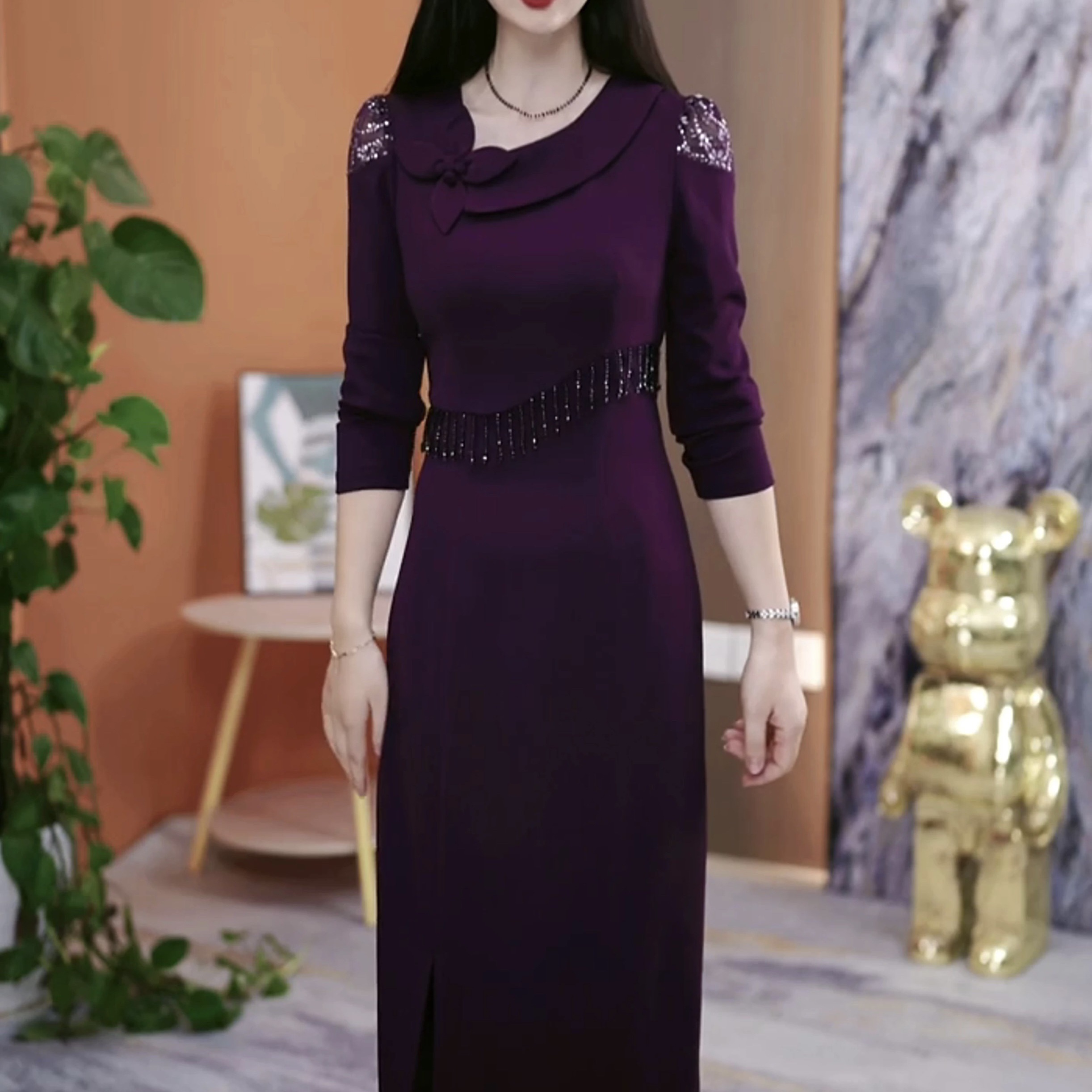 【连衣裙】2025秋季新款韩版气质显瘦百搭收腰连衣裙YX25K2257