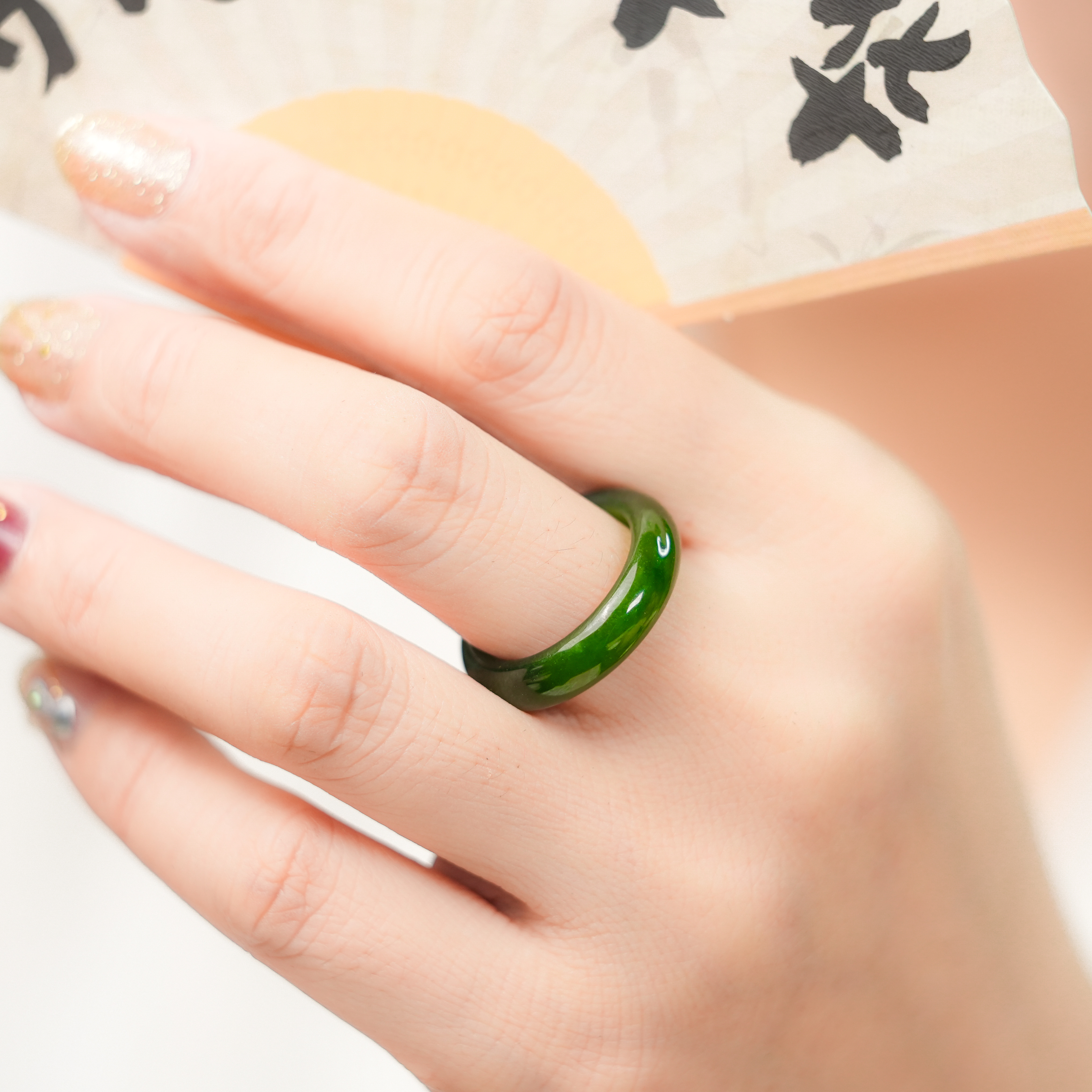 【90%无矿点】和田碧玉主推爆款阳绿/菠菜绿指环戒圈玉戒指戒圈