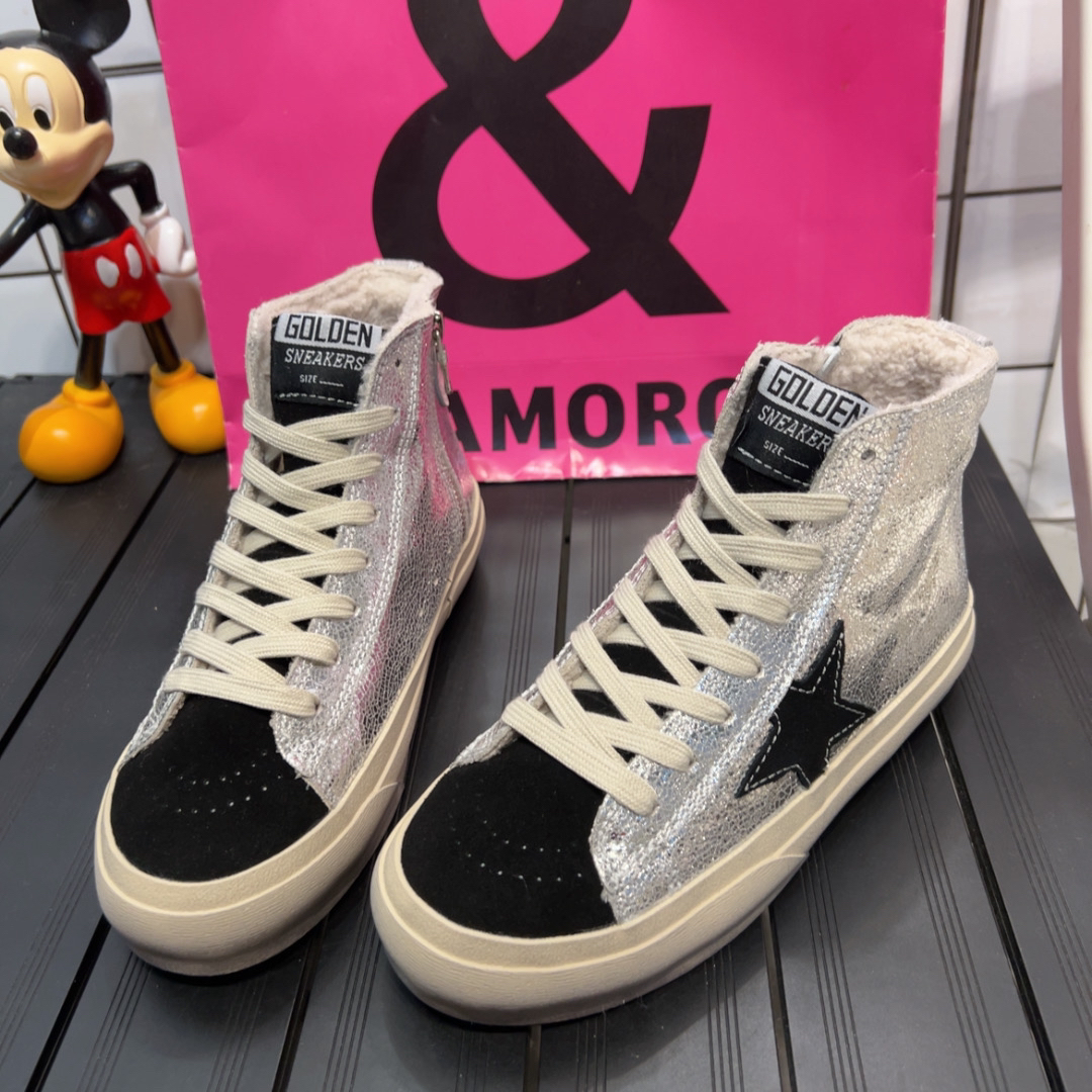 81731冬季新款加绒高帮拉链做旧星星韩版小脏鞋女款棉鞋百搭潮鞋