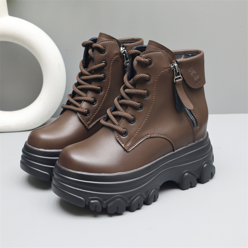 侧拉链防滑透气增高马丁靴机车靴百搭圆头秋季复古