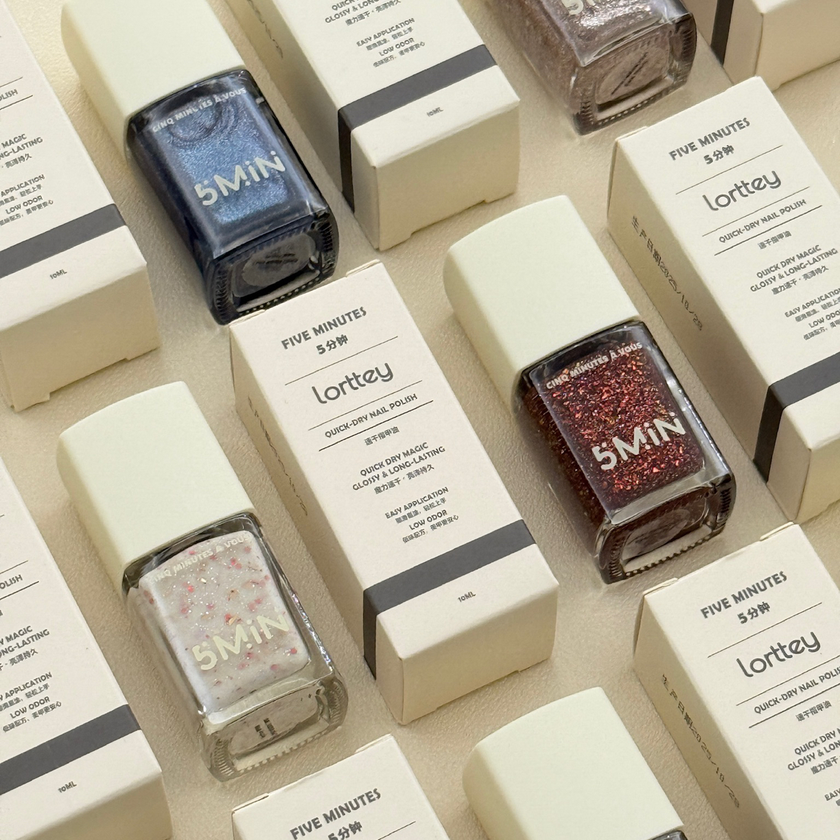 5MIN亮片指甲油 速干免烤持久无味水性 10ml