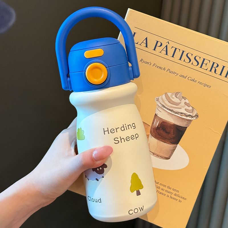 简约网红便携内底双饮儿童保温杯卡通可爱杯子高颜值儿童水杯zk