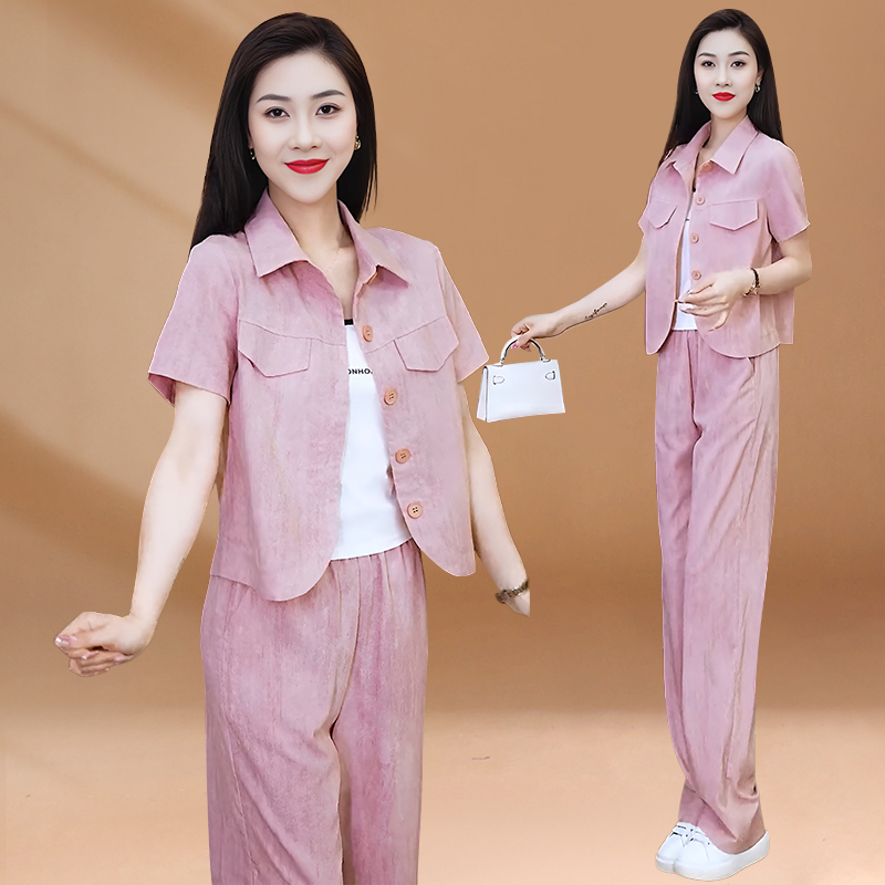 夏季小香风套装女2026新款轻熟御姐范高级感宽松直筒阔腿裤两件套