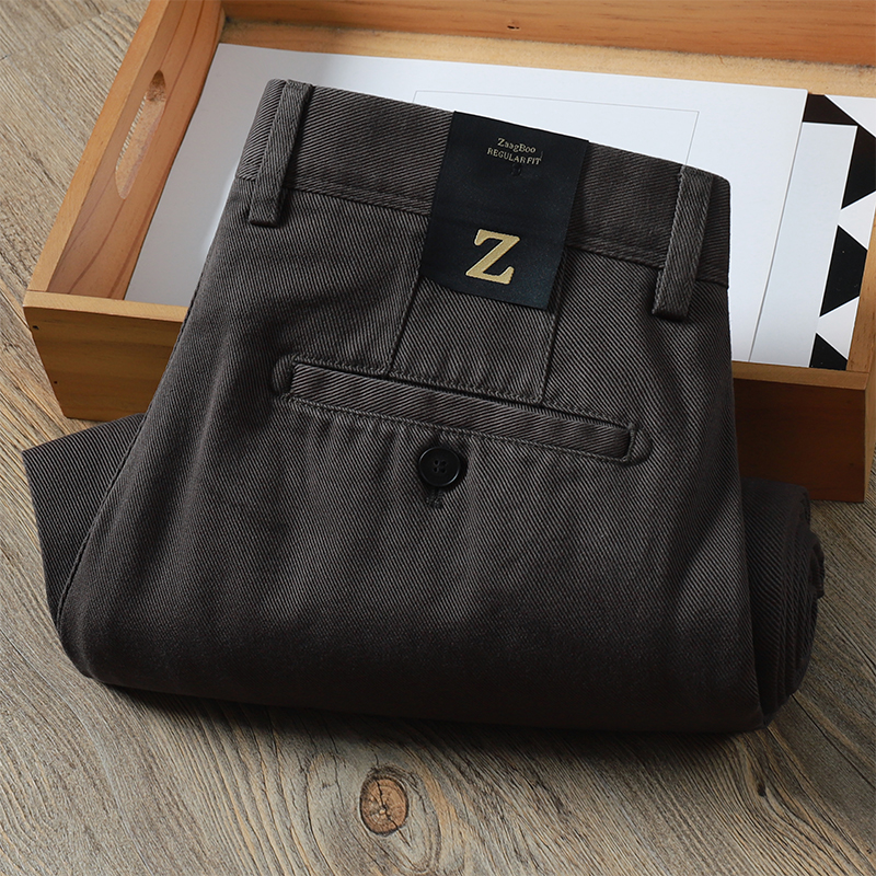 高级重磅水洗男士休闲裤秋冬厚款粗斜纹时尚百搭商务宽松直筒男裤