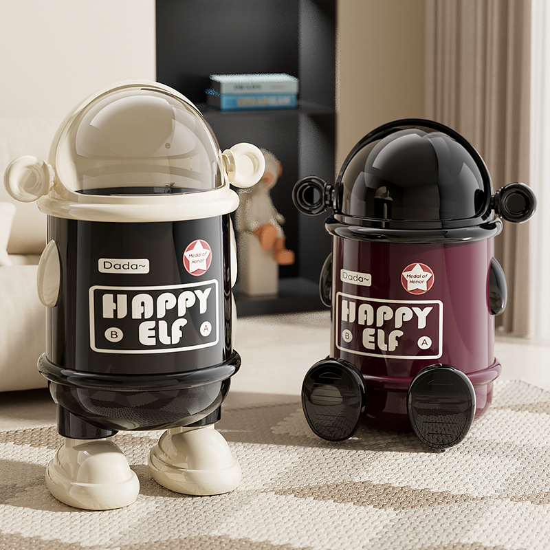 橱明星太空人垃圾桶家用轻奢高档高颜值创意机器人造型带盖垃圾桶