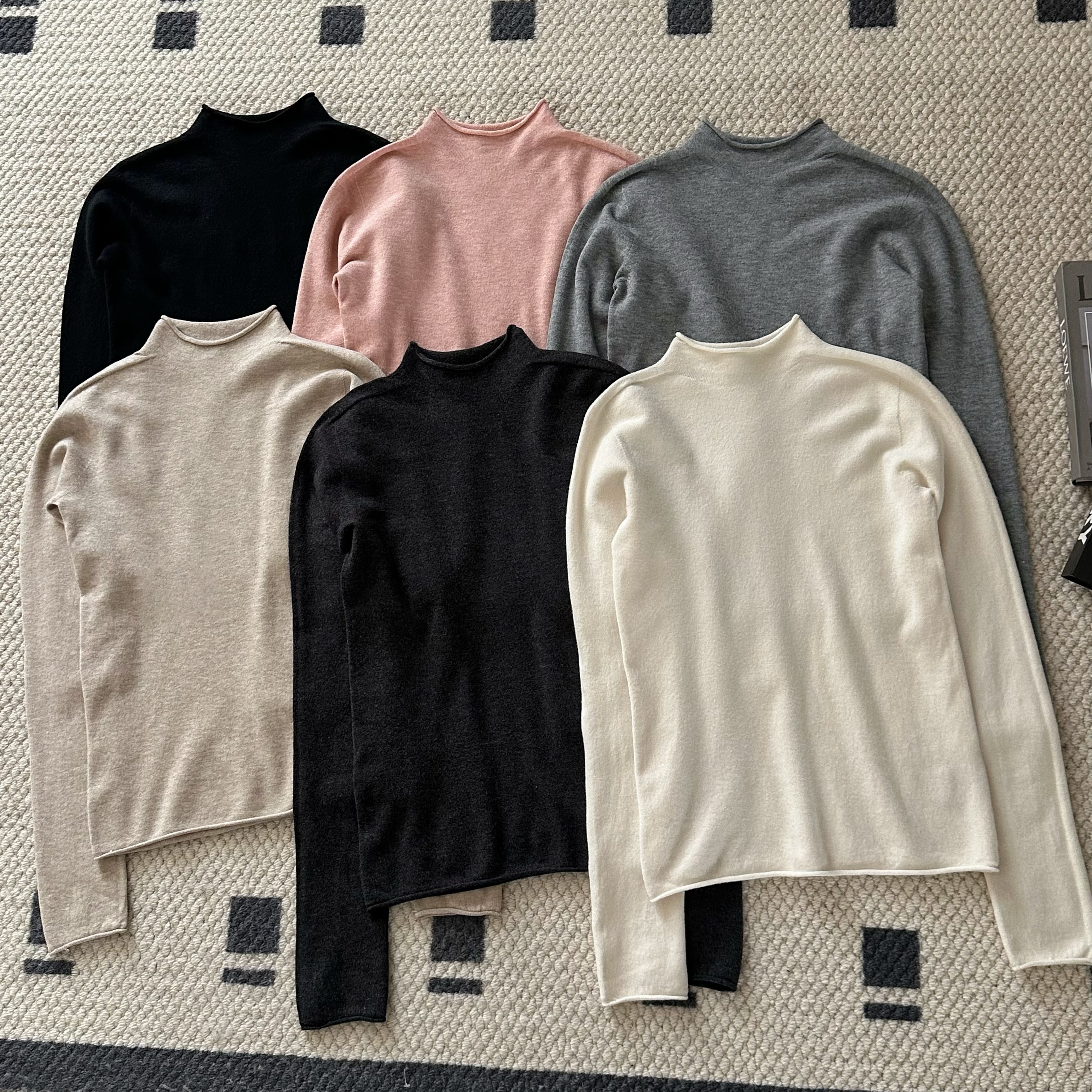 【米可家】超舒服软糯的无缝一体卷边羊毛打底衫2600