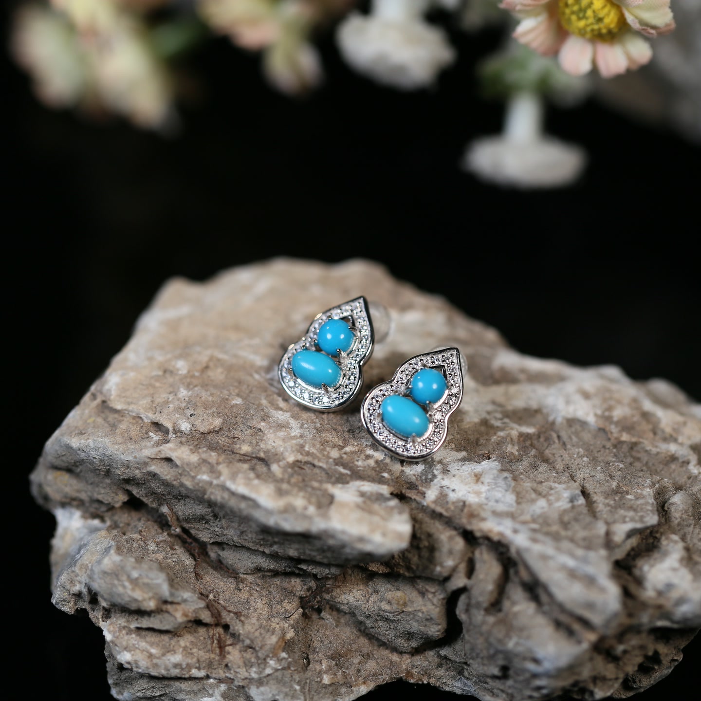 【闫闫专属】安曼博S925银小福芦绿松美松耳饰 (约4*6mm) XZ0213BZ