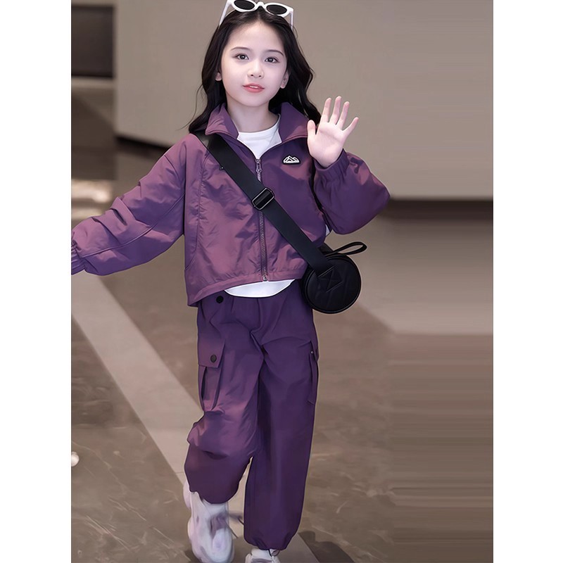 女童套装春秋款2025新款洋气儿童时髦秋装女孩工装休闲两件潮酷