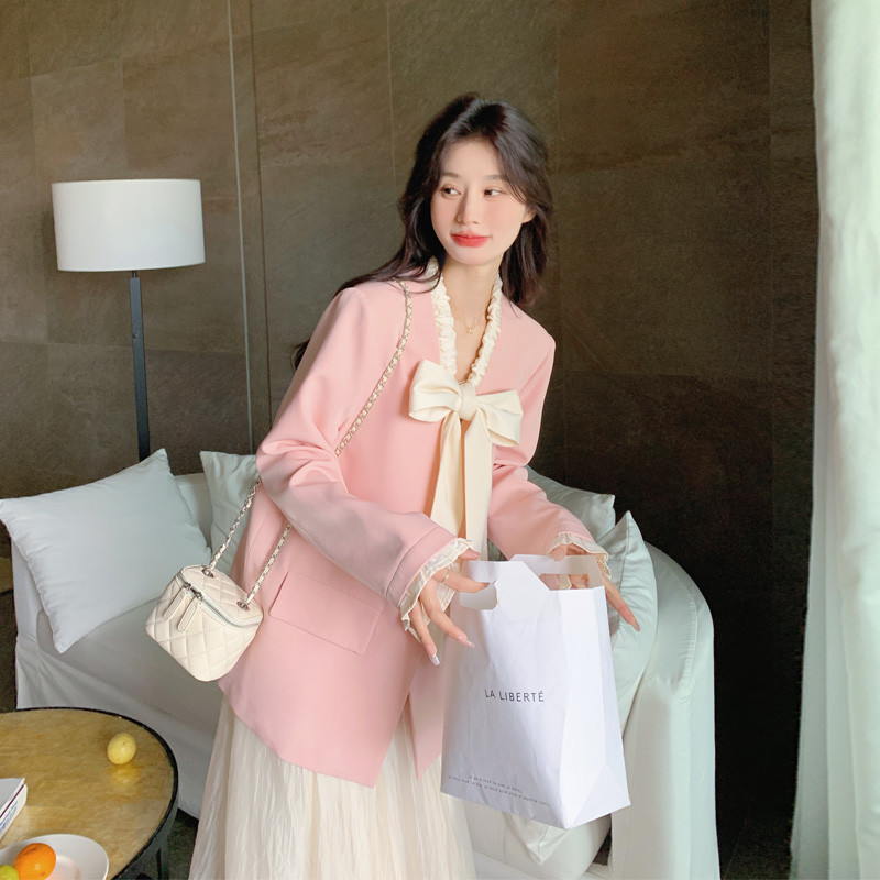 小香风蝴蝶系带西装半身裙2025春秋新款优雅气质甜美法式温柔套装