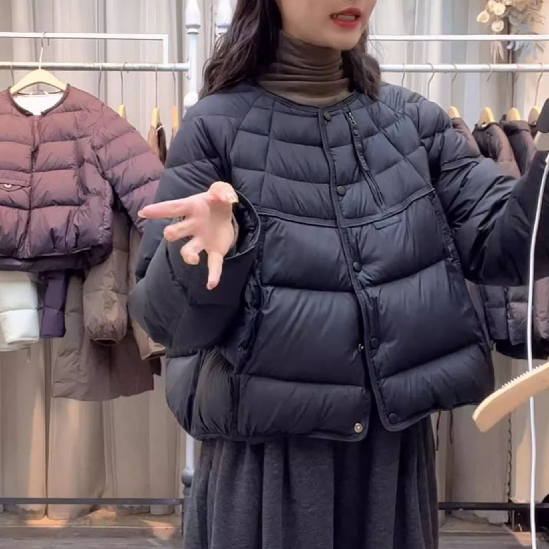 韩系时尚减龄保暖棉服2025秋冬新款洋气设计感圆领棉衣外套潮5028