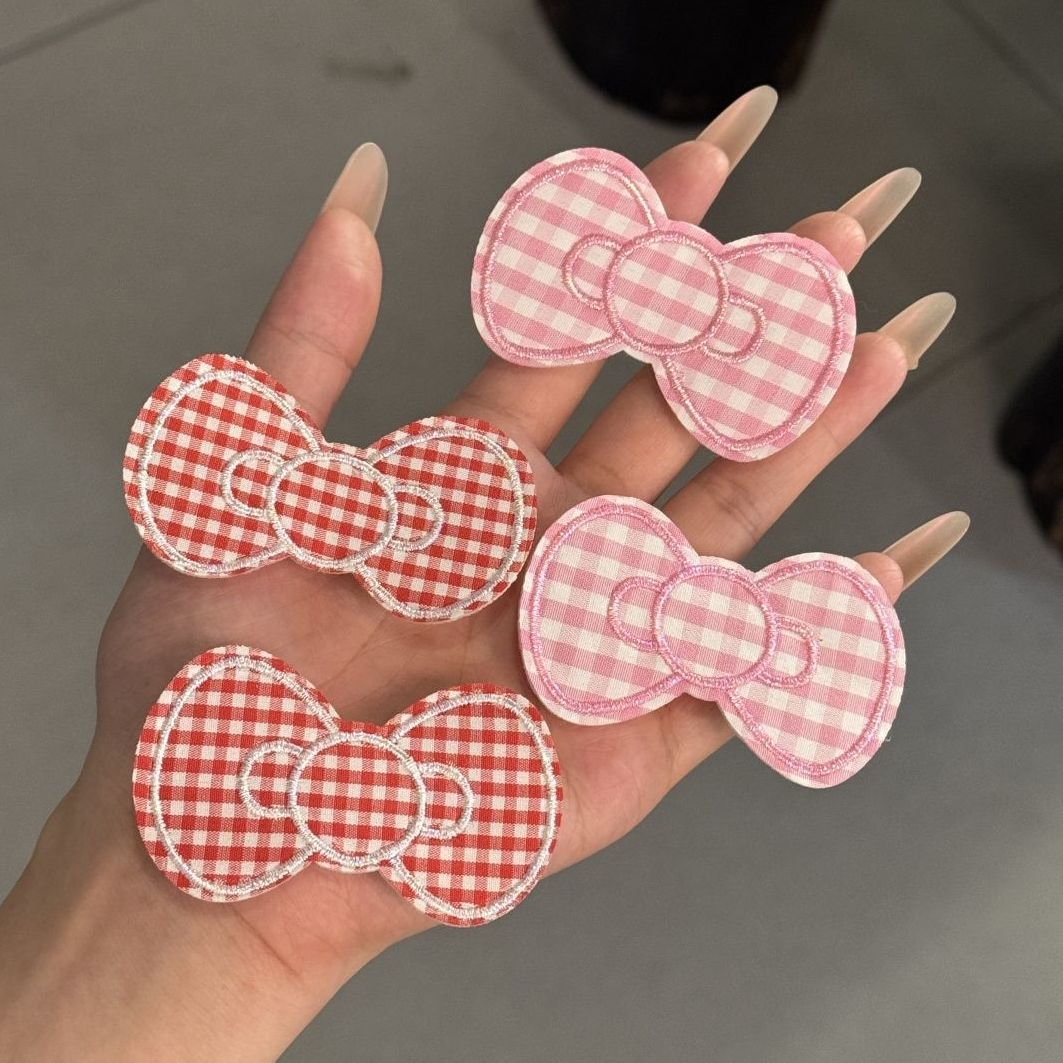 可爱格纹蝴蝶结魔术贴甜美碎发无痕刘海贴前额侧边整理神器发贴