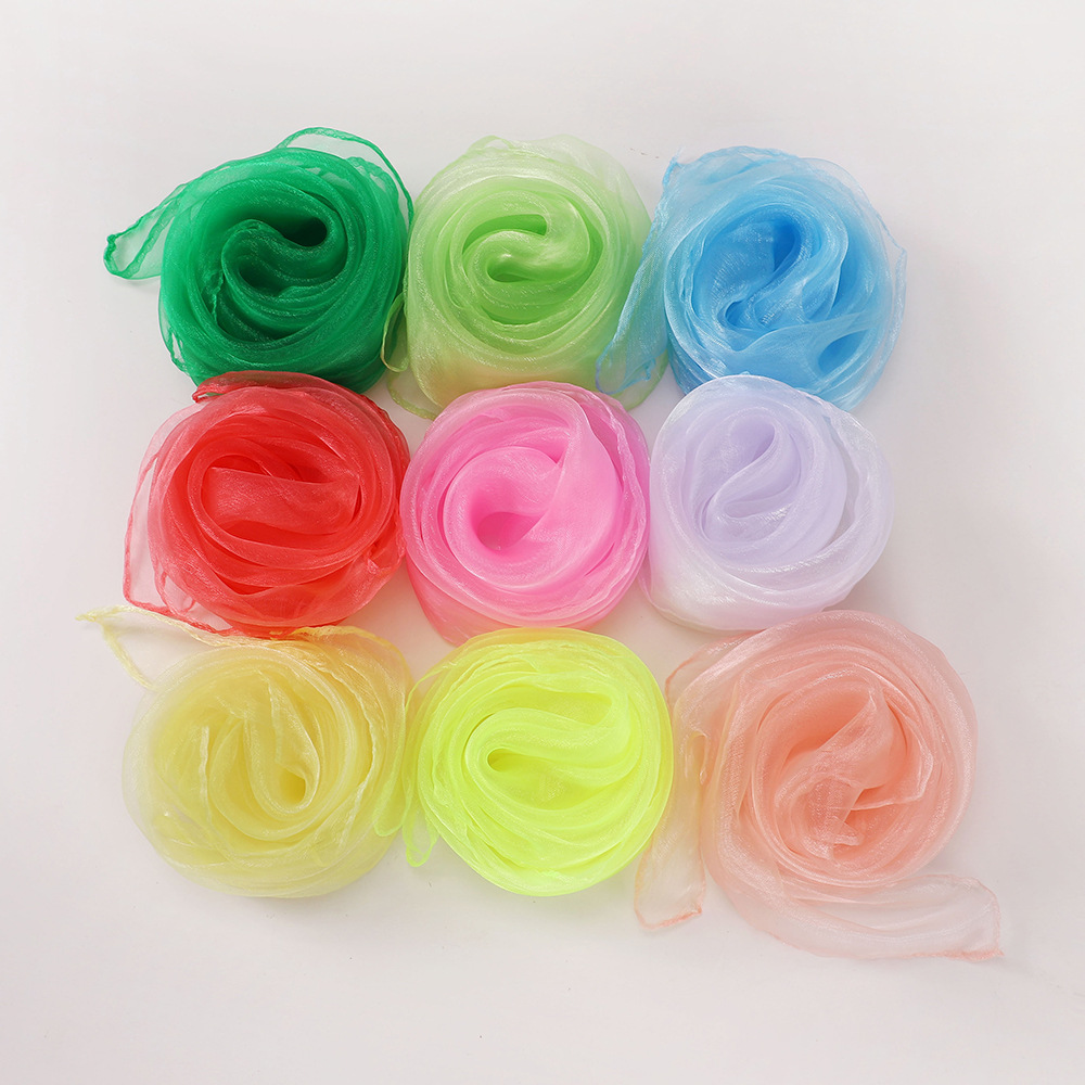 儿童舞蹈丝巾幼儿园表演水兵舞方巾防蚊纱巾感统玩具早教中心透明