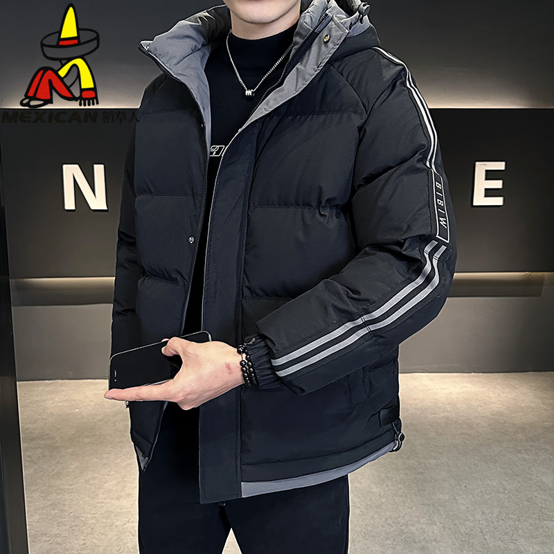 Mexican/稻草人冬季连帽棉服男加厚保暖棉衣防寒宽松防风棉袄外套