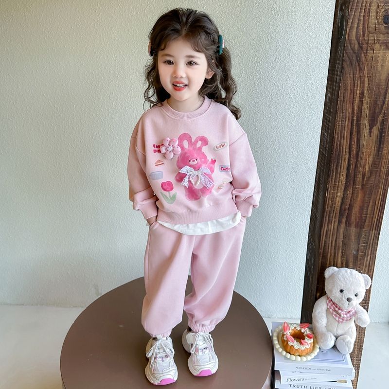 女童套装春秋款2025新款洋气超好看儿童韩版甜美女宝宝秋季两件套