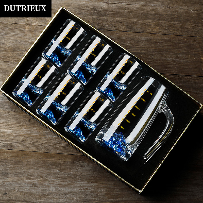 二两蓝山白酒杯家用创意冰山水晶玻璃分酒器刻度轻奢高档酒具