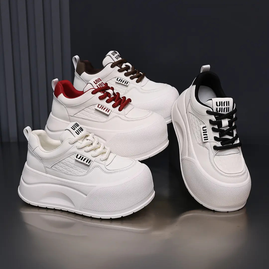 殊彩7CM厚底小白鞋女2025秋冬新款加绒保暖增高小个子板鞋松糕鞋