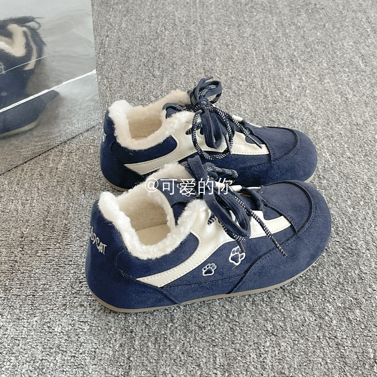 韩系加绒德训鞋女款冬季新款2025爆款保暖板鞋百搭棉鞋复古休闲鞋