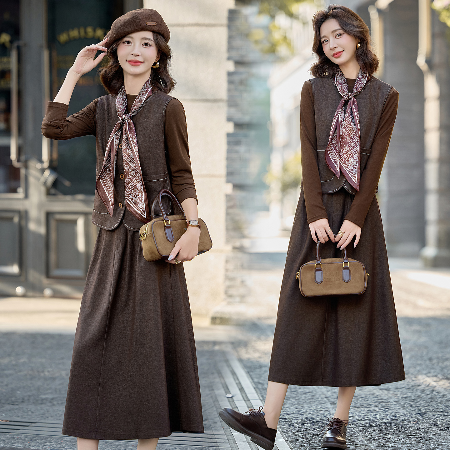 小香风套装裙女2025秋季新款高级感时尚洋气减龄马甲半身裙三件套