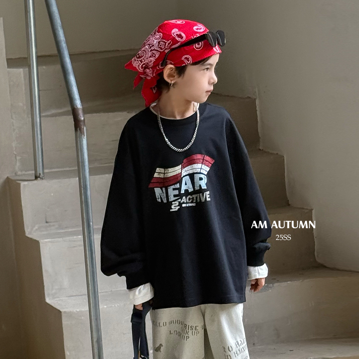 现货「AM AUTUMN」【经典回潮】太空棉絮男童秋印花长袖T恤NQ52105