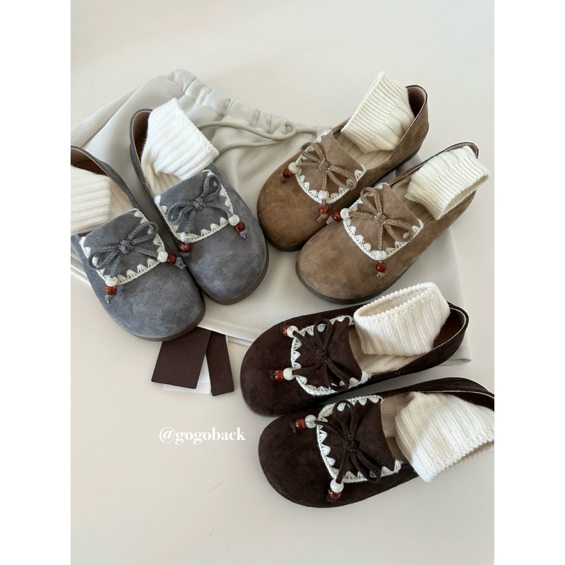 复古花边优雅温柔乐福鞋勃肯鞋厚底圆头娃娃鞋串珠一脚蹬平底单鞋