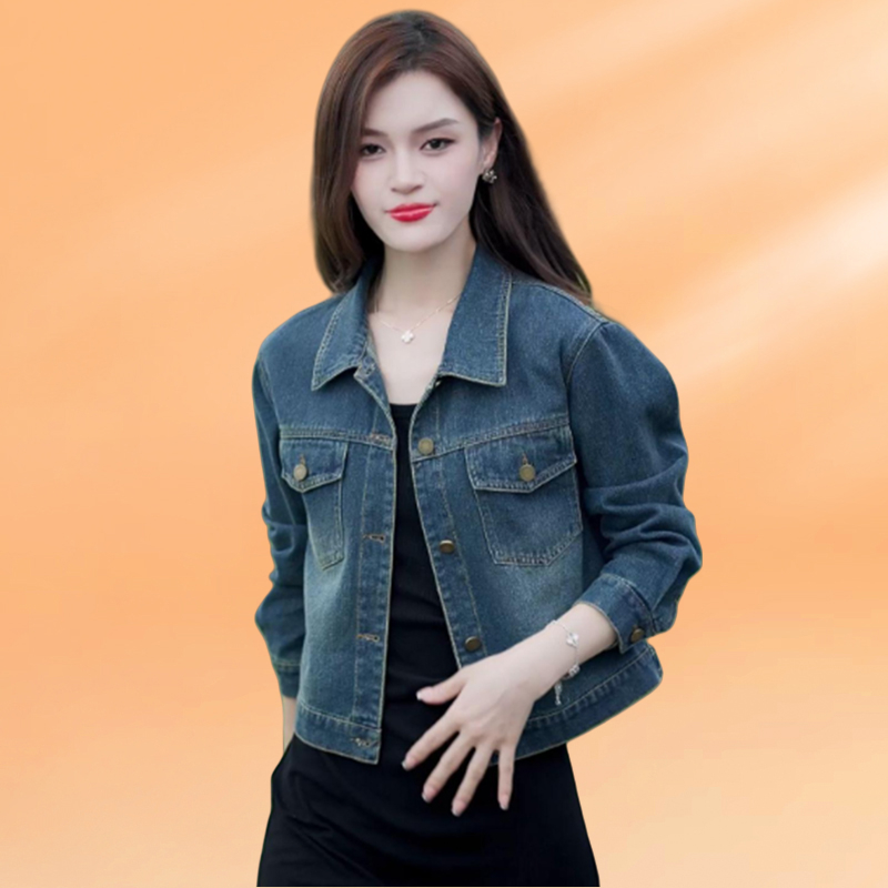高含棉时尚百搭牛仔短外套女2025春秋新款小个子宽松百搭减龄上衣