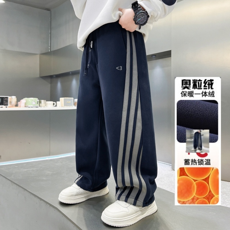 男童针织运动裤秋装2025新款大儿童休闲裤子秋冬季加绒长裤卫裤潮