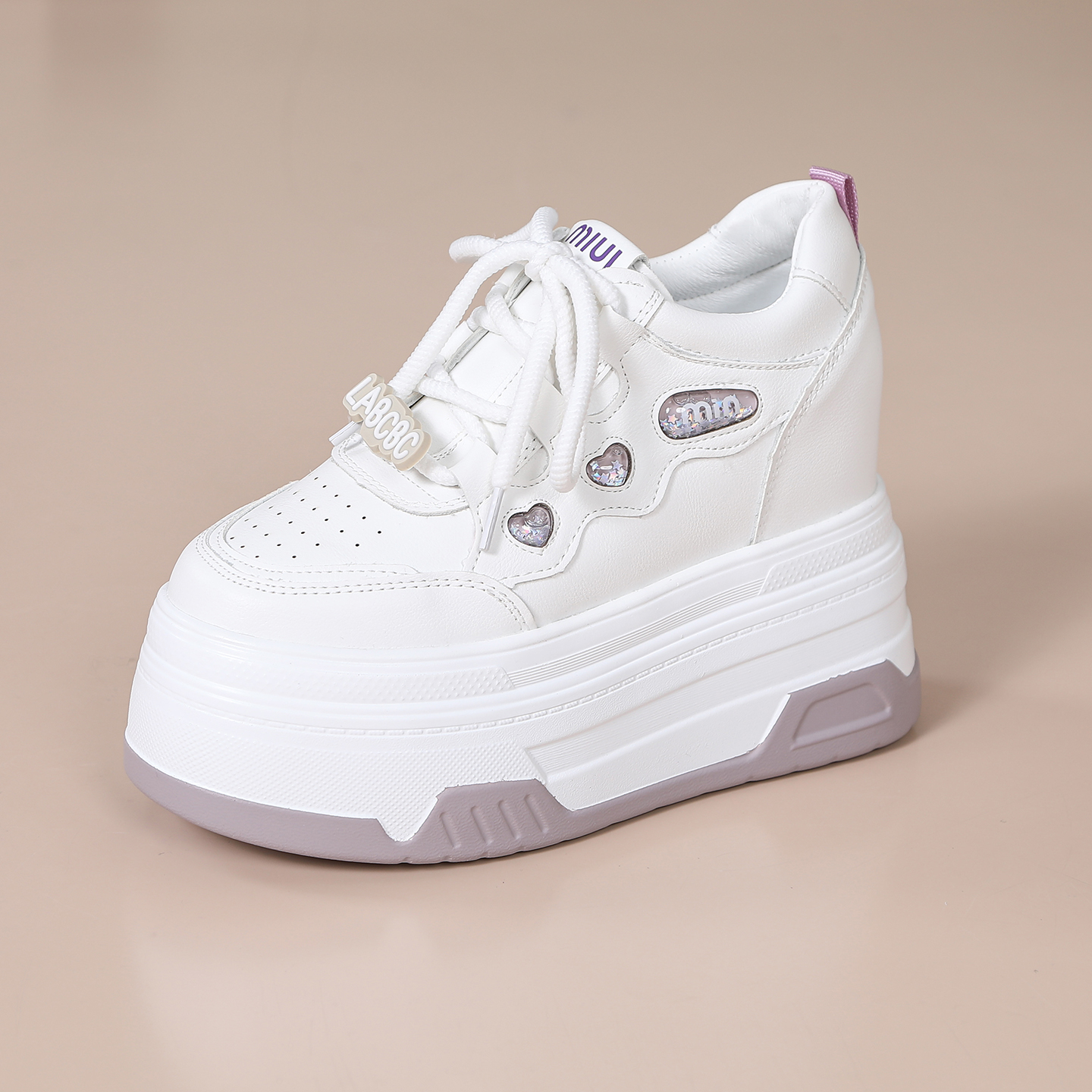 超高跟12厘米内增高女鞋厚底小白鞋秋季新款时尚休闲鞋百搭松糕鞋