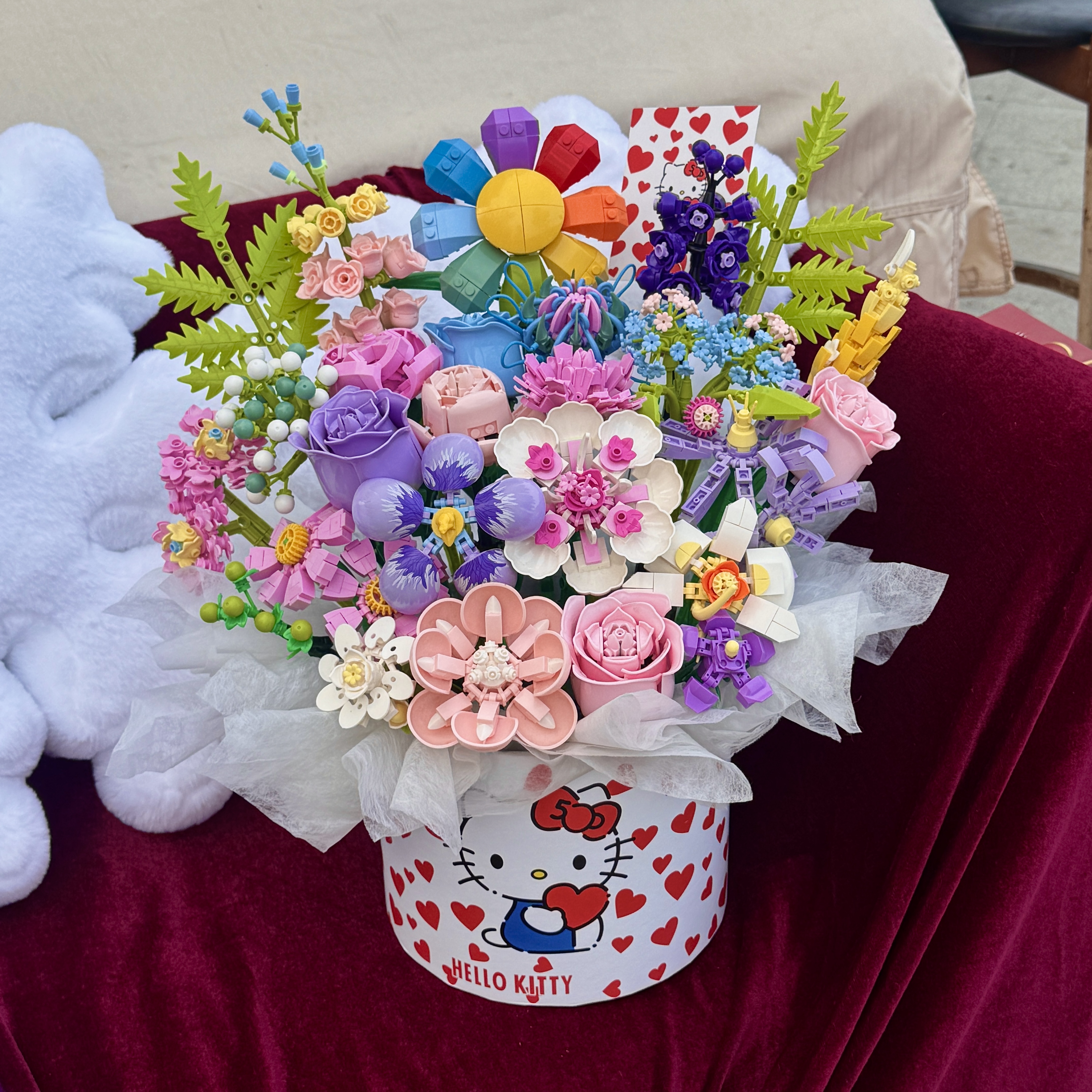 【哈喽kitty粉甜日常+罩】悠鹿迪积木花束拼装一整套DIY材料材料包