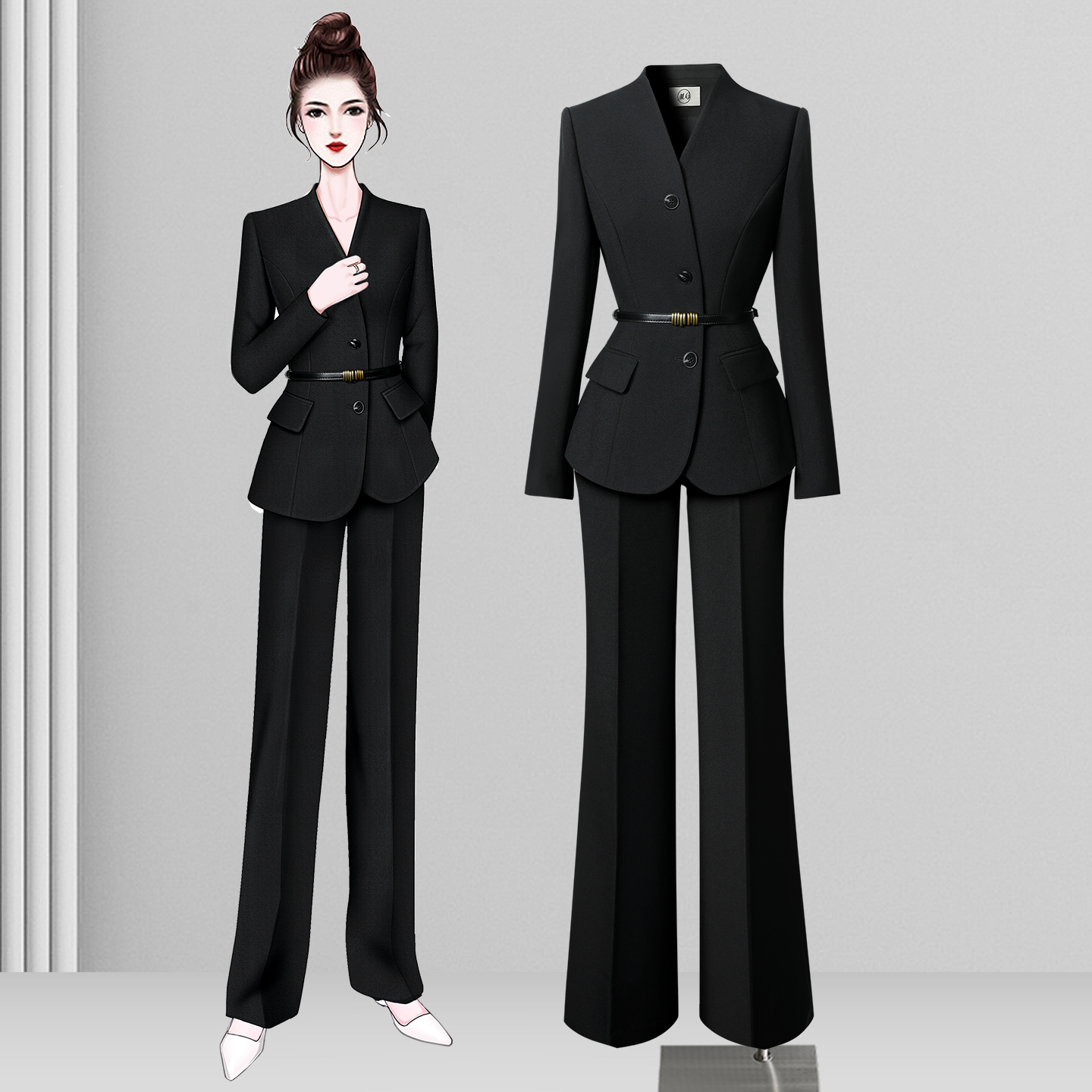 西装领商务单排扣显瘦西装气质西装职业通勤正装名媛秋季女神范