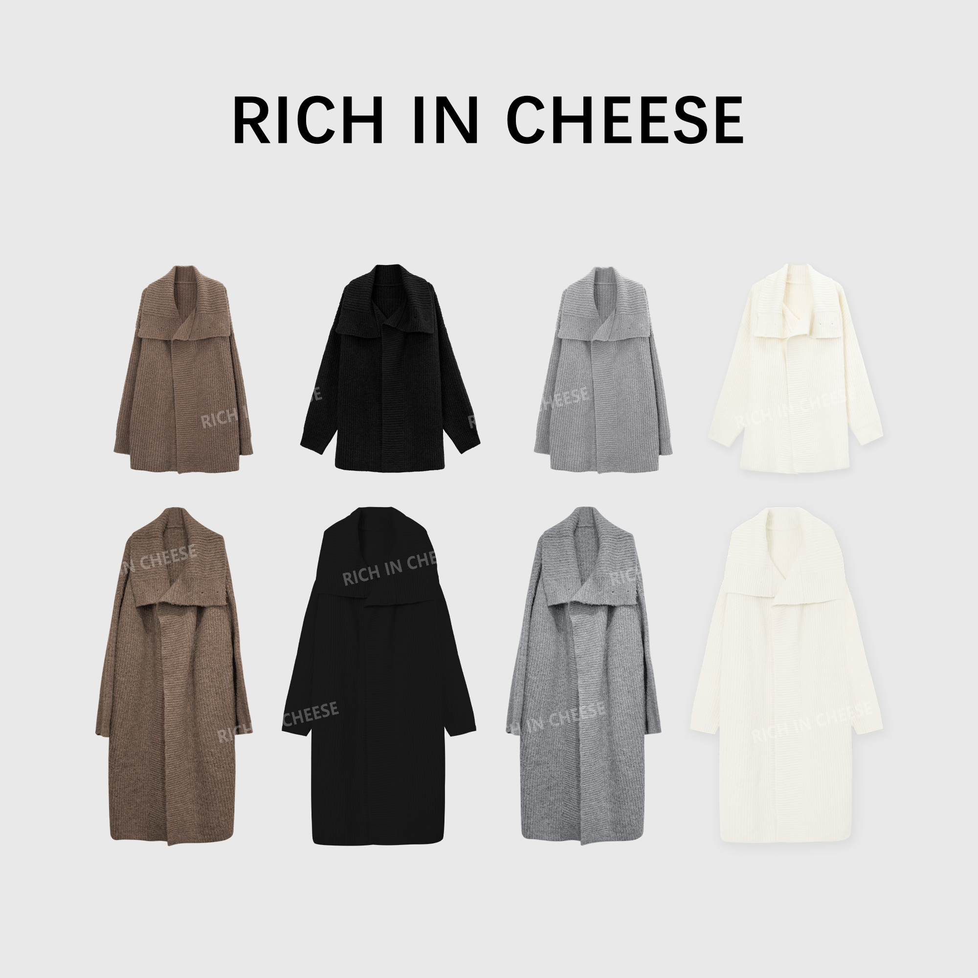 RICHINCHEESE 大被子【高定集合款】 绵羊毛冬季翻领针织开衫外套