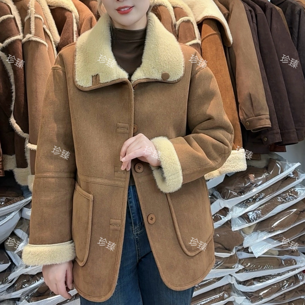 加厚双面中长外套加绒秋冬女装上衣百搭气质女款冬季韩版15200