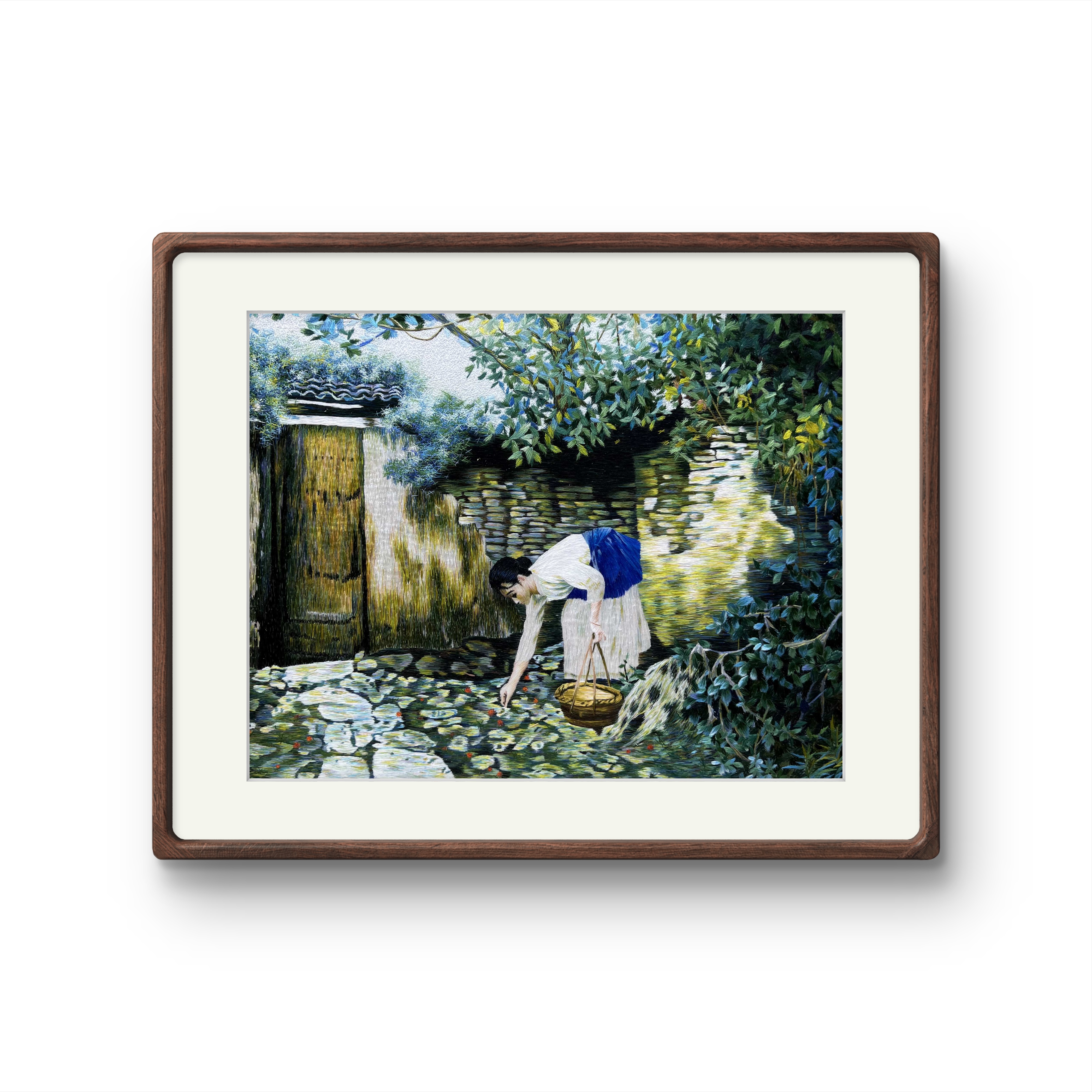 ZP手工非遗苏绣宝应乱针绣油画风景可挂玄关餐厅书房客厅送画框