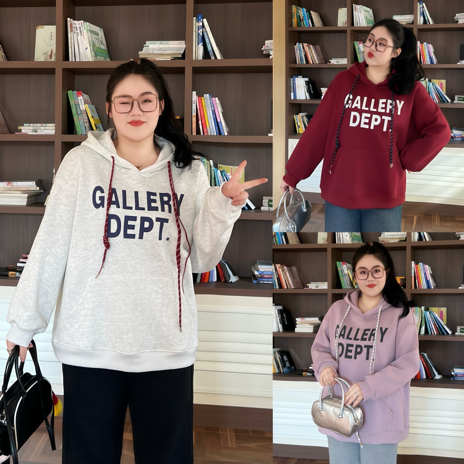 花契“奶调邂逅”大码女装冬季显瘦200斤胖mm松弛感加绒卫衣16032-F