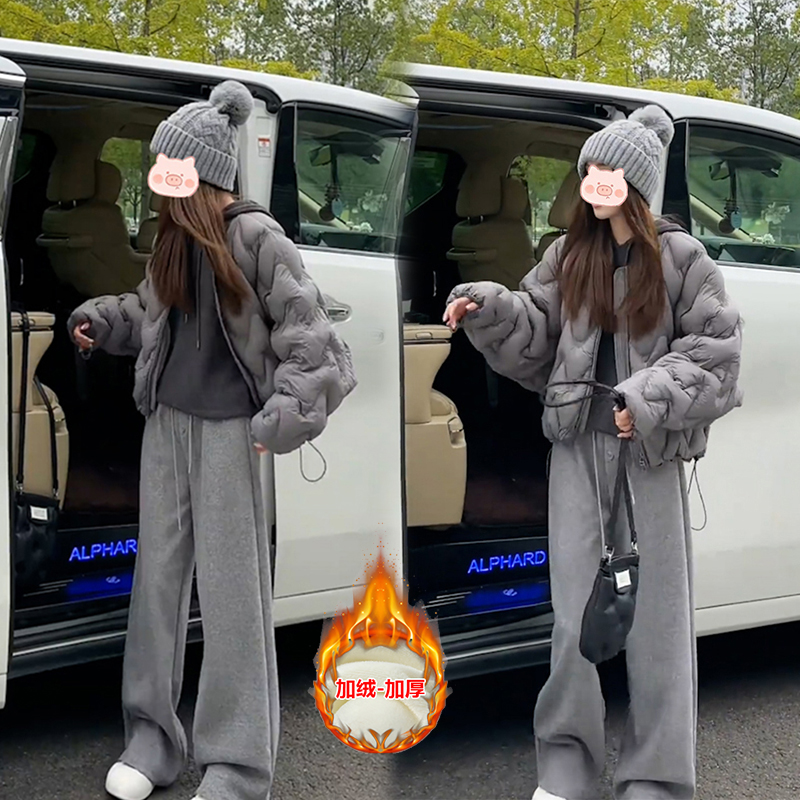 2025年秋冬新款穿搭一整套时尚百搭短裤棉服外套搭配显瘦休闲裤女