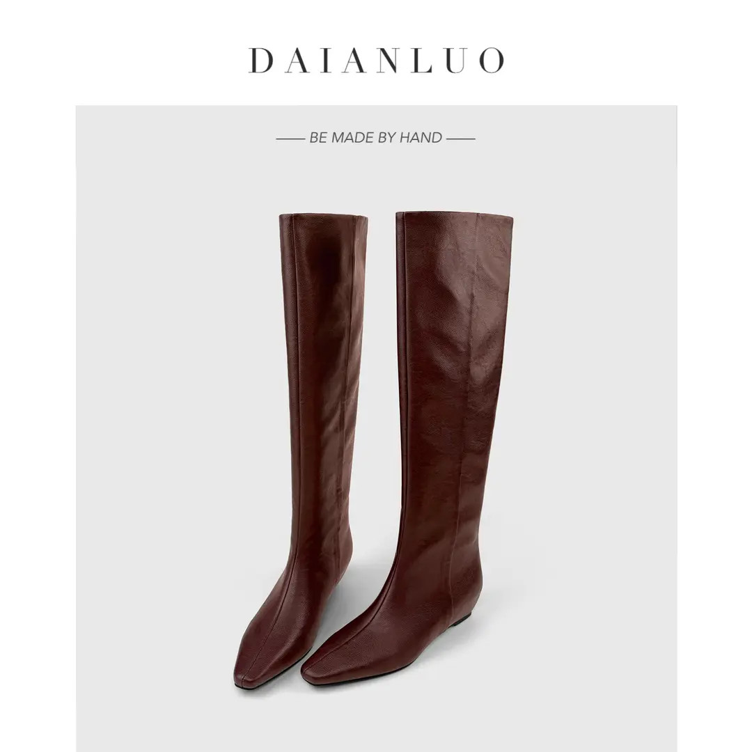 【内增高5cm】新款长靴女内增高骑士靴百搭及膝靴平跟平底直筒靴秋